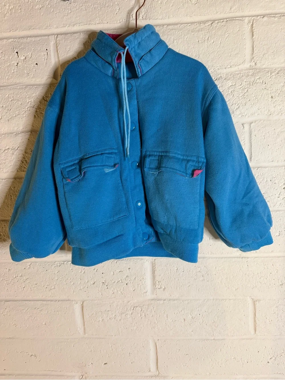 80s/90s Vintage Colorblock Windbreaker Jacket Pink & Blue Reversible Size 4/5